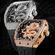 德国布加迪手表男龙年限量立体浮雕银龙金龙霸气男士全自动机械表