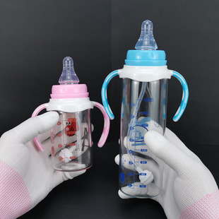 婴儿标准口径晶钻玻璃奶瓶120ml 240ml宝宝小口径超软防胀气奶嘴