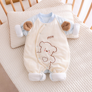 新生婴儿儿衣服冬季夹棉连体衣，初生宝宝加厚加绒棉衣哈衣棉服