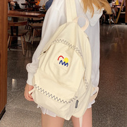 梵花不语书包少女高中生简约帆布轻便双肩包大学生设计感小众背包