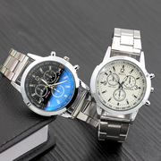 2024MODIYA 蓝光玻璃装饰三眼钢带手表 表时装男女学生手表
