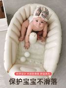 新生儿宝宝充气浴盆可坐躺婴儿洗澡盆加厚大号儿童旅行便携折叠盆