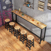窄边桌靠墙简易吧台桌商用家用长条桌奶茶店桌椅组合高脚吧台椅子