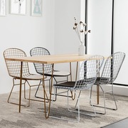 北欧镂空铁丝椅 铁艺创意家具餐椅 简约金属椅现代设计师椅子金色