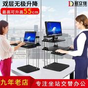 多立佳站立式站着工作电脑架电脑升降支架桌面增高架站立办公台式