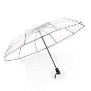 新料全自动折叠透明伞10骨透明雨伞自开收伞面韧性强创意雨伞