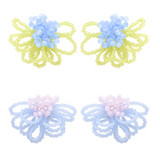 theoceanes绿色蓝色管珠磨砂撞色串珠花朵耳饰，小众原创设计