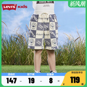 levi's李维斯(李维斯)童装男童短裤，五分裤儿童水洗格纹满印图案休闲裤夏装