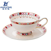 骨瓷咖啡杯碟套装家用创意陶瓷，英式下午茶杯带勺欧式小奢华金边杯