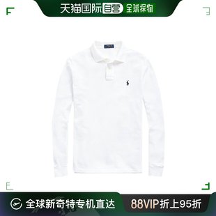 RALPHLAUREN/拉夫劳伦男士白色棉质珠地布修身长袖polo衫