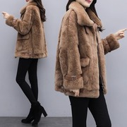 2024冬季女装韩版仿獭兔毛皮草，外套女皮毛，一体毛绒大衣气质