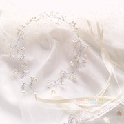 欧美新娘伴娘头饰花童发饰，公主花环发带纯手工水晶珍珠发箍配