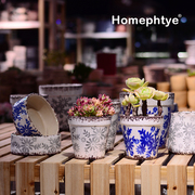 Homephtye陶瓷多肉花盆透气性好花卉绿植兰花桌面美式