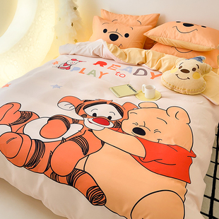 迪士尼维尼全棉床单款四件套可爱儿童卡通纯棉被套床笠床上用品