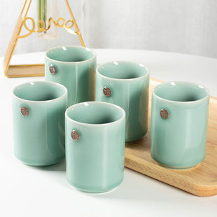 青瓷泡茶杯陶瓷杯子家用男士大容量水杯单个龙泉创意福字茶具商用