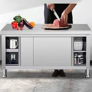 不锈钢灶台柜组合工作台，厨房专用推拉门操作台，家用商用打包打荷台