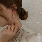 复古气质大珍珠耳环女韩国网红耳扣高级感耳钉2021年潮耳饰品