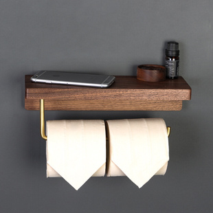 北欧卫生纸卷纸架卫生间纸巾，架免打孔厕纸架，实木纸巾盒厕所置物架