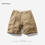 nbw工装短裤夏季男士，宽松直筒纯棉重磅卡其，多口袋五分美式休闲裤