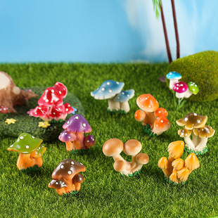 创意仿真蘑菇微景观盆栽配件桌面野蘑菇摆放装饰造景摆件树脂田园