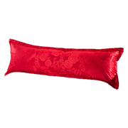 丝绵贡缎提花双人长枕套，1.2婚庆大红1.5情侣枕头套1.8米
