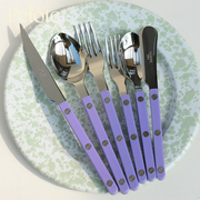  法国Sabre Paris紫色亮面西餐具叉勺高级法式套装复古