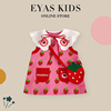 eyas女童草莓熊印花(熊，印花)娃娃领无袖，连衣裙2024夏季甜美草莓背心裙
