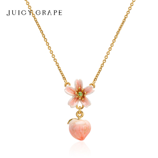juicygrape水蜜桃项链女原创气质，甜美可爱桃花，短款桃子锁骨链女