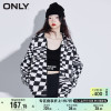 ONLY奥莱夏季宽松潮流logo波浪棋盘格短外套女