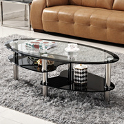 椭圆形茶几钢化玻璃创意家具小户型不锈钢茶桌客厅办公室简易桌子