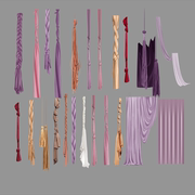 783多色紫黄粉白婚礼，打结绳布幔麻花，辫psd效果图设计素材道具