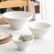新月碗无铅纯白骨瓷碗，家用日式碗大汤碗釉下彩米饭碗酒店陶瓷