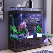 圆形鱼缸水族箱中型1.2米客厅家用免换水生态玻璃造景大型金鱼缸