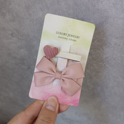 韩式甜美可爱儿童学生发卡粉色小蝴蝶结粉色爱心小边夹套装发夹