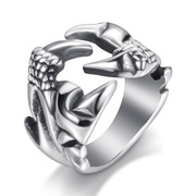 瑞铂朗速卖通外贸 欧美霸气个性龙爪 男士复古钛钢戒指
