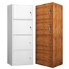 置物木柜子储物柜带门带锁置物柜四层带锁柜床头柜衣物收纳柜