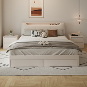 床现代简约高箱气动储物床主卧实木，双人床1.8米婚床小户型架子床