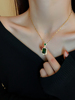 港风高级感设计颈链欧美时尚几何镶钻绿色水晶项链复古大气锁骨链