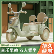 儿童电动车摩托车女宝宝充电电瓶车三轮车可坐人遥控双驱动玩具车