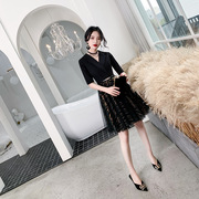小香风名媛黑色小礼服裙女气质显瘦2024夏季时尚西装式连衣裙