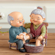 送老人生日礼物家居装饰小摆件中国风娃娃摆件老头老太太人物创意