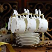 欧式咖啡杯套装英式茶杯茶具杯碟简约陶瓷红茶杯下午茶杯子送架子