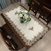 茶几桌布长方形茶几垫美式西餐桌布新中式纯色布艺欧式蕾丝书桌布