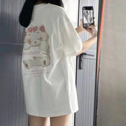 白色纯棉短袖t恤女夏季2024潮牌设计感小众宽松大版半袖上衣