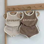 韩风婴童ins夏季婴儿休闲背心套装男女宝宝字母舒适运动两件套