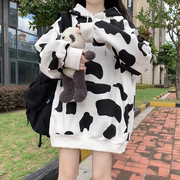 加绒加厚卫衣少女春秋冬装，2023初中高中学生，韩版宽松可爱衣服