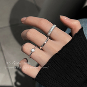 极简精致微镶锆石戒指女ins小众，设计时尚轻奢冷淡风食指指环套装