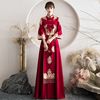敬酒服新娘中式2023春秋红色旗袍，嫁衣秀禾服结婚礼服女