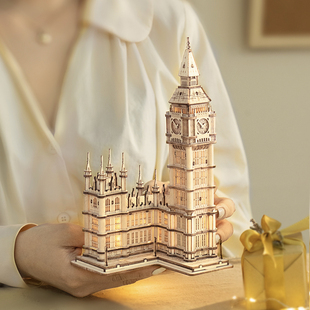 若来伦敦塔桥3d立体拼图木质拼装模型建筑手工创意积木玩具益智