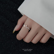 s925纯银戒指女小众，设计高级感时尚个性心跳心电图食指戒指环尾戒
